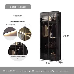 <span class=keywords><strong>Armadio</strong></span> con <span class=keywords><strong>Porte</strong></span> <span class=keywords><strong>Scorrevoli</strong></span> in Vetro Temperato e Lega di Alluminio per Camera da Letto, Cabina <span class=keywords><strong>Armadio</strong></span> dal Design Moderno e Semplice, Mobile per la Conservazione dei Vestiti - Product Image 6