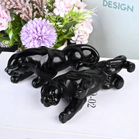Vente en gros d'animaux en cristal naturel sculptés en obsidienne noire pour la décoration