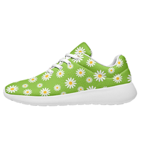Chaussures de course personnalisées à imprimé floral marguerite verte pour hommes et femmes, respirantes, légères, avec logo personnalisé, baskets de sport décontractées