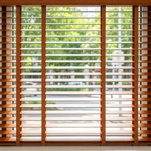 Persianas Venecianas Modernas Motorizadas Inteligentes de Madera de 50 mm, Tamaño Personalizado, Eléctricas, Opacas, con Aislamiento Térmico, para Proyectos de Villas - Product Image 1