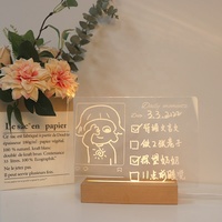 Tableau d'écriture LED en bois effaçable, lampe personnalisé décorative, veilleuse en acrylique, vierge, pour chambre à coucher, DIY bricolage