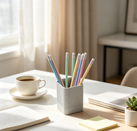 Nouvelle boîte de rangement de bureau élégante en ciment, support à stylos esthétique pour bureau, organisateur de papeterie de bureau très vendu à l'international