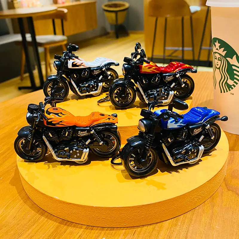 Commercio all'ingrosso Mini Harley modello di moto popolare lusso Pullback accessori per auto Cool portachiavi per uomo ragazzo giocattoli portachiavi