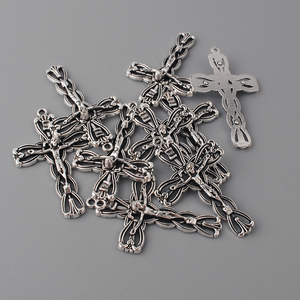 Colgante de Crucifijo con Estatua de Jesús Católica Chapada en Plata Antigua ACR018 Kingme para Collar de Rosario <span class=keywords><strong>DIY</strong></span> - Product Image 5