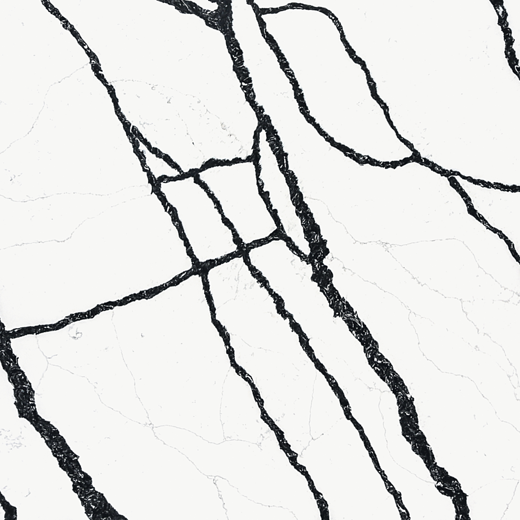 Искусственный кварц, камень с венами панды и белый фон