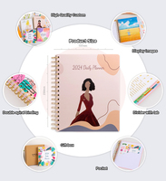 Cahier de planificateur d'agenda mensuel personnalisé 2024 en gros Journal à spirale à couverture rigide de 12 mois
