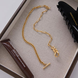 Collar de Mujer en Acero Inoxidable Chapado en Oro de 18K, Diseño Clásico de Nudo Hércules con Circonitas, Cadena de Eslabones con Engaste Pavé Asimétrico - Product Image 2