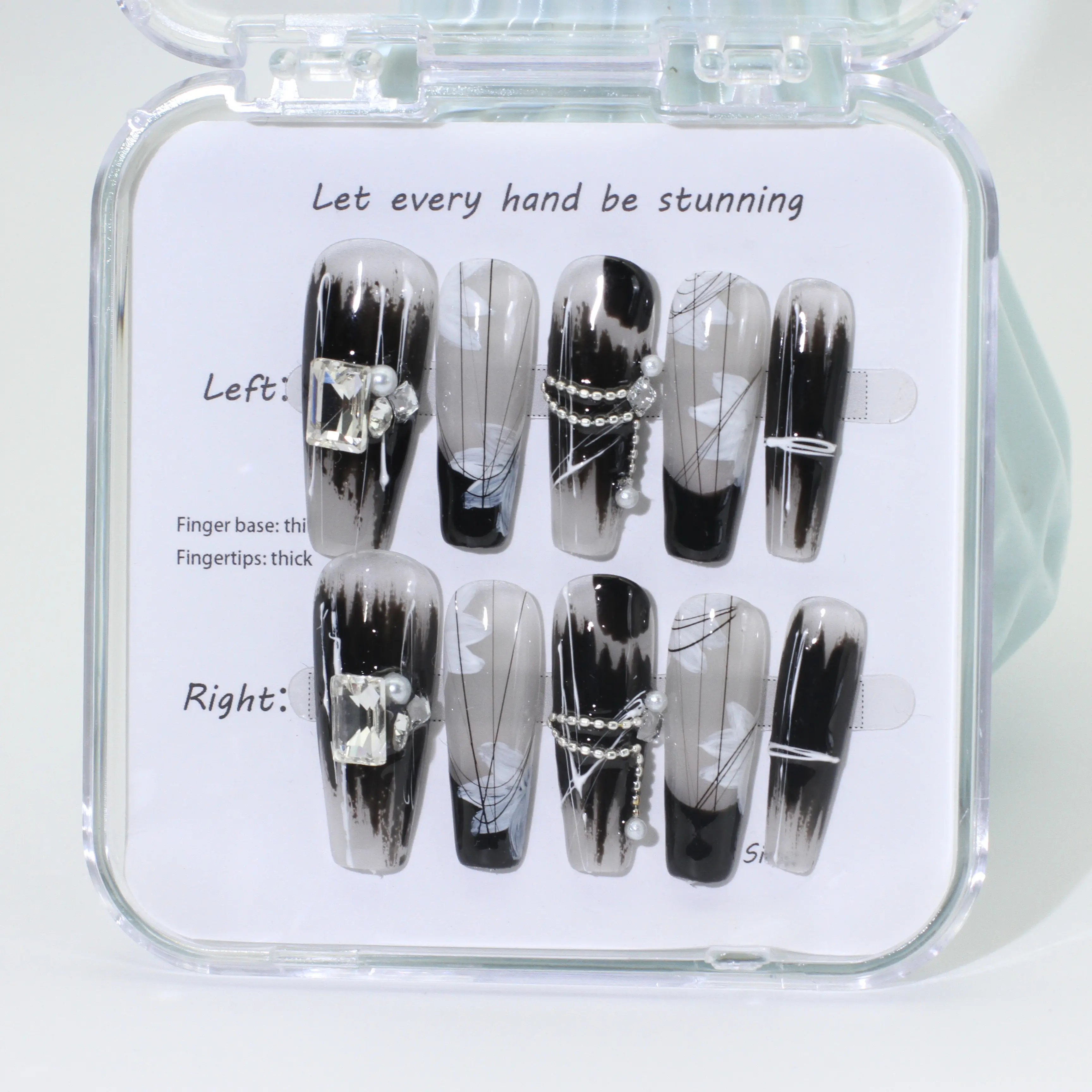 High Quality Luxury Designed Reusable Printed False Nails Short Custom Acrylic Press On Nails Artificial Nails For Woman