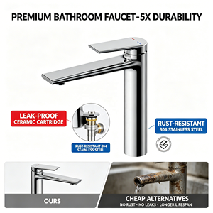 Rubinetti a foro singolo in ottone senza piombo per applicazioni da palestra <span class=keywords><strong>con</strong></span> finitura cromata antigraffio lavello da bagno - Product Image 3