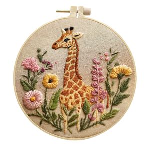 Giraffa fai da te ricamo Kit di lavoro manuale con ricamo cerchi fili punzonatura ago punto croce Kit ricamo - Product Image 4