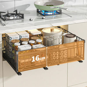 Cesta de Alambre para Cocina, Organizador de Gabinete Extraíble <span class=keywords><strong>Debajo</strong></span> <span class=keywords><strong>del</strong></span> Fregadero, Cesta Deslizante para Almacenamiento - Product Image 6