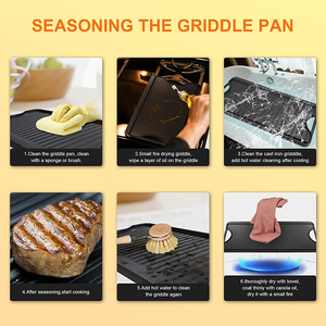 Горячая распродажа, тарелка для готовки, предварительно приправленная чугунная сковорода для гриля, реверсивная прямоугольная решетка для гриля для плиты - Product Image 3