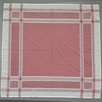 Pañuelo Keffiyeh Shemagh de Poliéster Chifón Rojo y Blanco para Hombre Árabe, 50x50'', 200g, Transpirable y Agradable al Tacto, Calidad Premium, Venta al Por Mayor