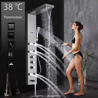 Système de Douche SUS304 Grand Succès Salle de Bain Acier Inoxydable Panneaux de Douche Cascade LED Colonne de Douche Murale Noire