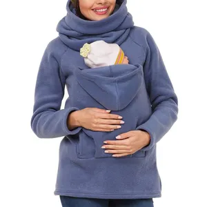 Custom pregnant clothing Sweatshirt fashion wholesale winter baby clothes Carrier Maternity kangaroo Coat Fleece Jacket for mom