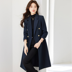 Army Green Good-looking Windbreaker Coat <strong>Women's</strong> Autumn and Winter New Long Casual Little Fan Suit Coat - Product Image 2