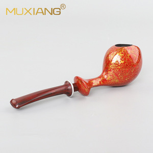 Muxiang Tobacco Pipe Red Lacquer Finish Handmade Smoking Pipe For Men Gift - Product Image 2