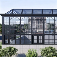 Véranda en aluminium avec revêtement en poudre personnalisé, double vitrage trempé, jardin d'hiver, imperméable, pour villa résidentielle
