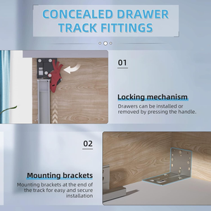 Yenuo 10-24 inch undermount Ngăn kéo trượt đóng êm, 77lb mở rộng đầy đủ, ẩn dưới gắn bóng mang đường ray - Product Image 3