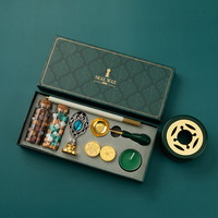 Ensemble de sceaux à cire en cuivre personnalisé avec 3 têtes d'impression à cire, chauffe-cire, cire granulée, stylo en métal, ensemble cadeau pour homme