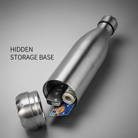 Bouteille d'eau sécurisée de 750 ml avec compartiment secret au fond, en acier inoxydable, pour le stockage dissimulé, idéale pour la salle de sport