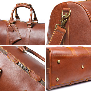European American Retro Unisex Genuine Leather Travel <b>Bag</b> Vegetable Tanned Leather Large Capacity Shoulder Crossbody <b>Bag</b> - Product Image 4