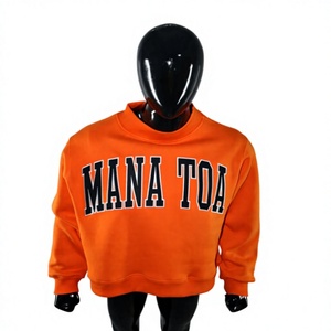 เสื้อสเวตเชิ้ตคอกลมผู้หญิง Mana Toa สีส้ม เสื้อฮู้ดฤดูหนาว ผ้าฝ้าย 100% ปักลายสไตล์วินเทจ แนวสตรีทแฟชั่น - Product Image 5