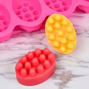 Moule en silicone personnalisé pour la fabrication de savons ovales créatifs à bulles massantes, 4 cavités, vente en gros, DIY - Product Image 5