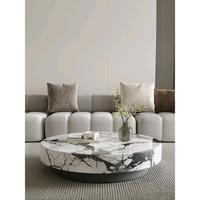 Table basse ronde moderne et simple avec plateau en marbre et base en métal réglable en hauteur pour le salon, meubles de maison