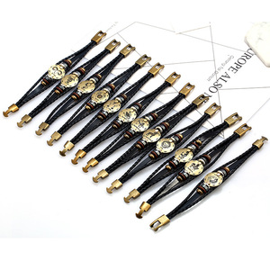 Bracelet en cuir perlé pour <span class=keywords><strong>homme</strong></span>, bijoux à la mode, cadeaux de la saint-valentin, 12 horoscopes <span class=keywords><strong>du</strong></span> zodiaque, G1445, Offre Spéciale - Product Image 3