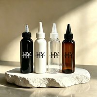 Bouteilles en plastique PET personnalisables en gros de 50 ml, 250 ml, 8 oz, 100 ml avec bouchons torsadés et applicateur d'encre pour huile capillaire
