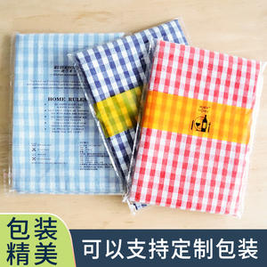 Manteles individuales de algodón estilo japonés de 40x60 cm, rectangulares, con diseño a cuadros azules para uso en la mesa del hogar. - Product Image 3