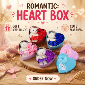 Regalo <span class=keywords><strong>di</strong></span> giorno <span class=keywords><strong>di</strong></span> san valentino Fiore Artificiale Fiore <span class=keywords><strong>di</strong></span> rosa <span class=keywords><strong>orso</strong></span> rosa Teddy bear conserve <span class=keywords><strong>di</strong></span> fragrante <span class=keywords><strong>orso</strong></span> fiore del sapone <span class=keywords><strong>con</strong></span> scatola a forma <span class=keywords><strong>di</strong></span> <span class=keywords><strong>Cuore</strong></span> caso - Product Image 1