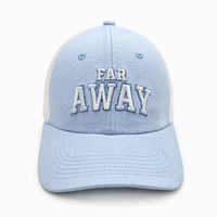 Casquette Trucker Bleu Clair Brodé avec Dos en Maille, Mot de Marque en Relief, Tailgate Alumni Homecoming, Réglable, Certifié ISO9001, OEM