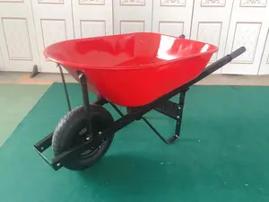 Factory Promotion 100 Liter Wheelbarrow Steel Tray Pneumatic Wheel