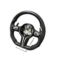 Volant de voiture sport à fond plat en cuir perforé en fibre de carbone pour les séries 3/4 F10 F30 F90 F01 F12 M3 M6