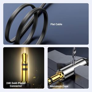 Câble audio UGREEN 3,5 mm, câble auxiliaire stéréo, angle droit à 90 degrés, plaqué or 24 carats, mâle-mâle, pour iPhone, iPod, iPad - Product Image 3