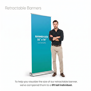 [Envío Rápido] Soporte Retráctil Portátil de Aluminio para Pancartas ZYLOMAK de 32x79 Pulgadas, Montaje sin Herramientas, Tela Personalizada con Impresión UV, Sin Ondulaciones - Product Image 3