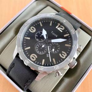 นาฬิกาข้อมือผู้ชายแบบเรียบง่าย ขนาด 50 มม. ควอตซ์โครโนกราฟ สายหนัง ตัวเรือนสแตนเลส พร้อมหน้าปัดแสดงวันที่ - Product Image 6