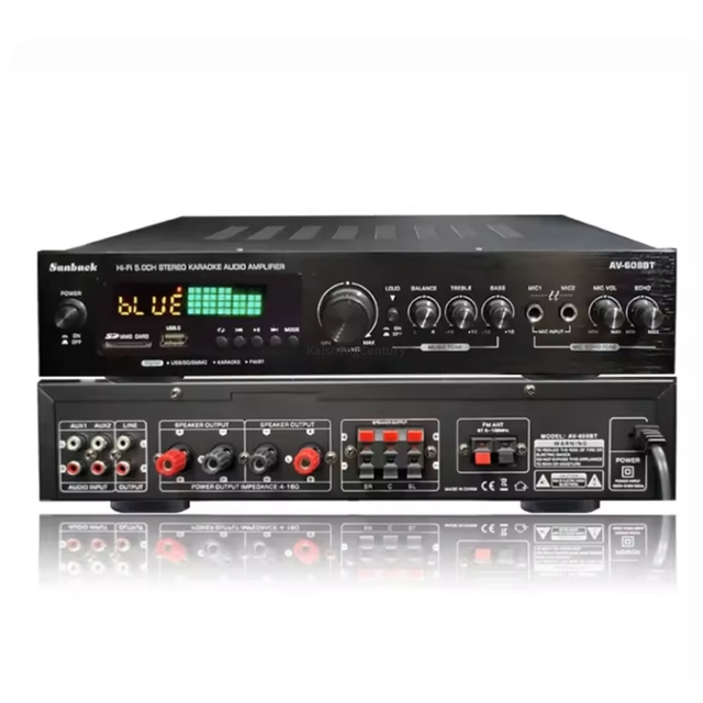 AV-608BT 600W 110V/240V 5-channel High-power Amplifier BT Home Amplifier Karaoke Audio Radio Card Power Amplifier