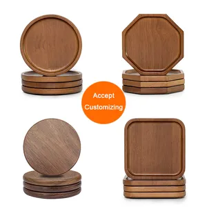 Factory Direct Custom Blank Premium Natural Wood Round Walnut Acacia Coaster