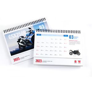 Tùy chỉnh xoắn ốc dây ràng buộc hàng tháng màu nghệ thuật giấy 2023 2024 đứng lên lật bàn lịch in ấn - Product Image 1