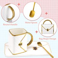Magnifique Tasse à Café en Céramique Créative avec Perles, Tasse à Lait en Porcelaine Classique de Luxe Personnalisée avec Soucoupe et Cuillère, Cadeau Idéal pour Fille