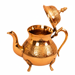 IndianArtVilla Théière en laiton pur gaufré au design traditionnel avec couvercle pour servir, 750 ml - Product Image 1