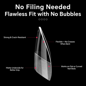 KADS 600 Uñas Postizas Extra Cortas de Media Cobertura Transparentes Sin Lima, 12 Tamaños, Puntas de Uñas Falsas para Extensión de Manicura - Product Image 5