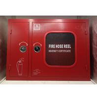 Armoire anti-feu en acier doux 75*75*25cm, porte simple, rouge, pour boîte de lutte contre l'incendie, avec enrouleur de tuyau d'incendie 1"x30m avec lance, valve et accessoires