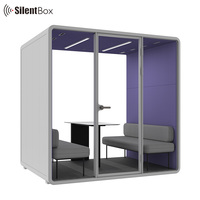 Cabine Acoustique Insonorisée pour Bureau, Pod de Travail Ouvert, Espace de Concentration, Cabines de Réunion Mobiles pour 4 Personnes, Réduction du Bruit 30dB+, Cabine Silencieuse