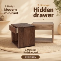 Table de chevet moderne en bois avec tiroir de rangement et étagère ouverte pour petite chambre, appartement, hôtel
