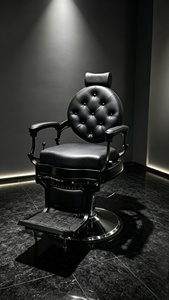 Professional Heavy-duty Hydraulic Pump Black Leather Men's Hair Salon <b>Retro</b> Portable Recliner High-end Barber <b>Chair</b>. - Product Image 3
