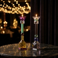Porte-bougie en cristal Hitop, transparent, rose, marron, noir, style moderne, pour mariage, décoration de table, centre de table, logo personnalisé
